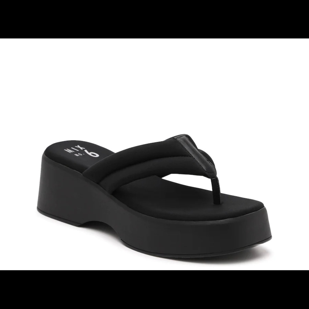 Black platform flip flops square toe y2k